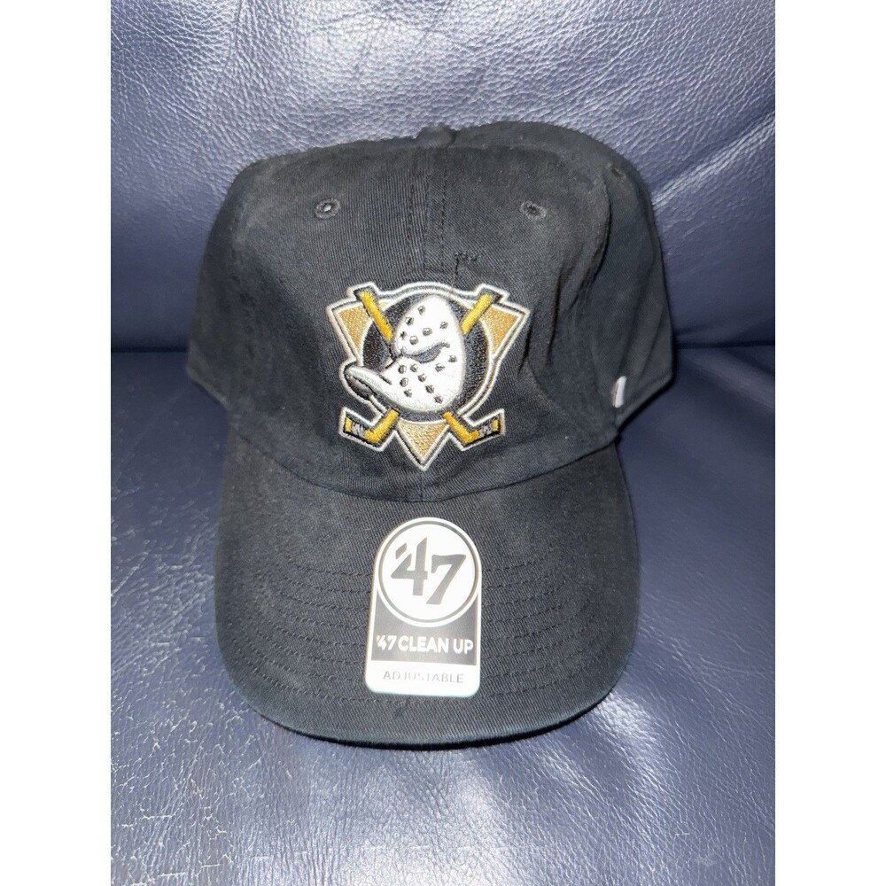 Anaheim Mighty Ducks '47 Brand NHL Clean Up Adjustable Strapback Black Hat Cap